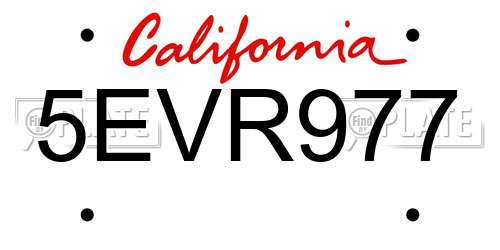 5EVR977 California License Plate