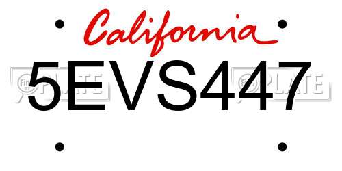 5EVS447 California License Plate