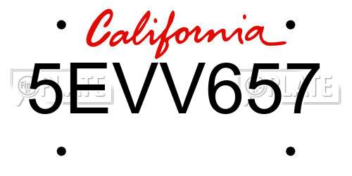 5EVV657 California License Plate