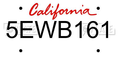 5EWB161 California License Plate