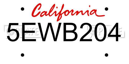 5EWB204 California License Plate