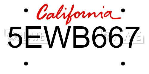 5EWB667 California License Plate
