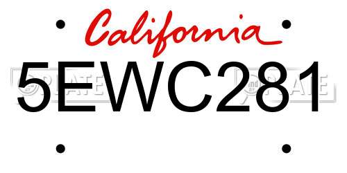 5EWC281 California License Plate