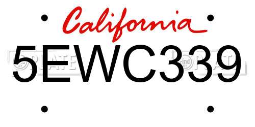 5EWC339 California License Plate