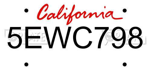 5EWC798 California License Plate
