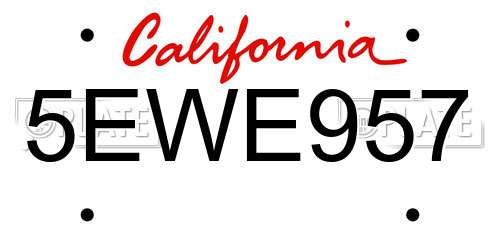 5EWE957 California License Plate