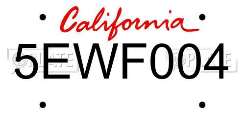 5EWF004 California License Plate