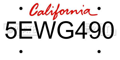 5EWG490 California License Plate