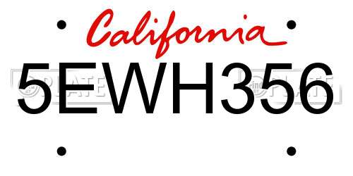 5EWH356 California License Plate