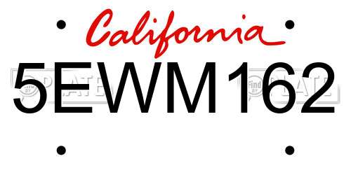 5EWM162 California License Plate