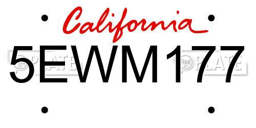 5EWM177 California License Plate