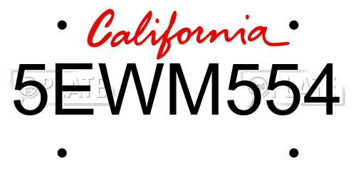 5EWM554 California License Plate