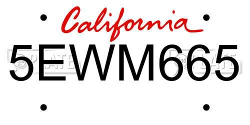 5EWM665 California License Plate