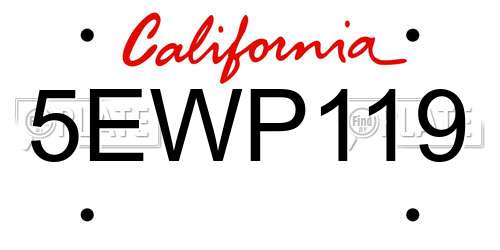 5EWP119 California License Plate