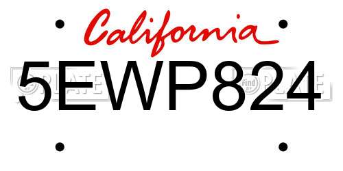 5EWP824 California License Plate