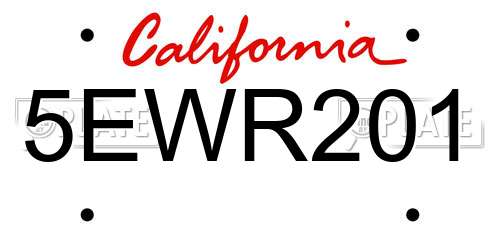 5EWR201 California License Plate