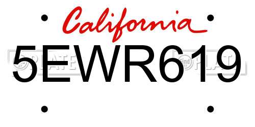5EWR619 California License Plate