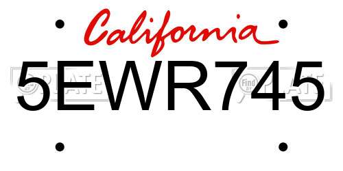 5EWR745 California License Plate
