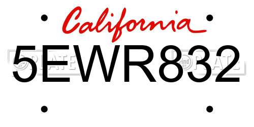 5EWR832 California License Plate