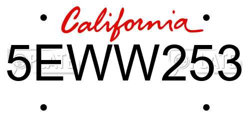 5EWW253 California License Plate