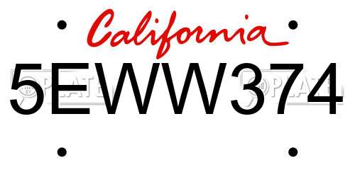 5EWW374 California License Plate