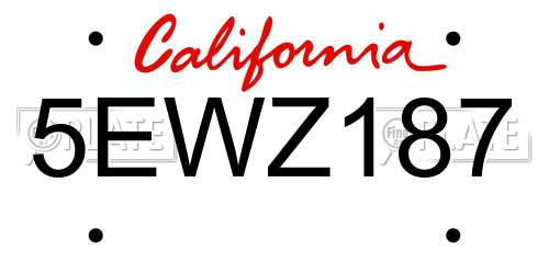5EWZ187 California License Plate