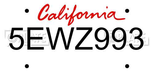 5EWZ993 California License Plate