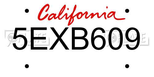 5EXB609 California License Plate