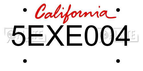 5EXE004 California License Plate