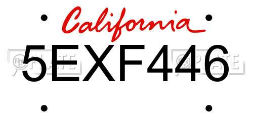 5EXF446 California License Plate