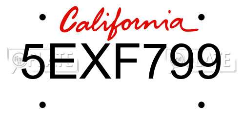 5EXF799 California License Plate