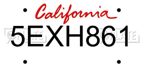 5EXH861 California License Plate