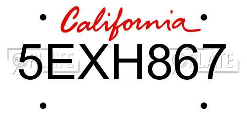 5EXH867 California License Plate