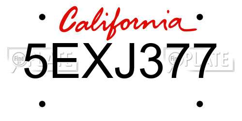 5EXJ377 California License Plate