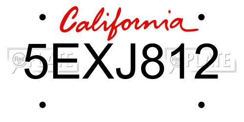 5EXJ812 California License Plate