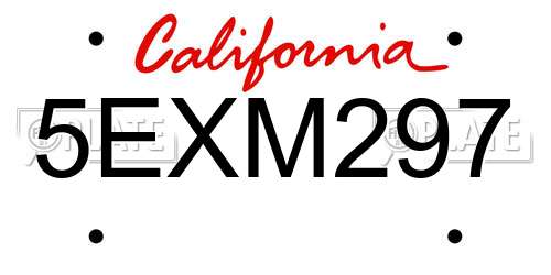 5EXM297 California License Plate