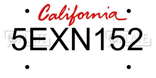 5EXN152 California License Plate
