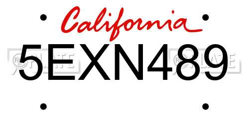 5EXN489 California License Plate