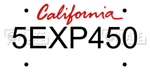 5EXP450 California License Plate