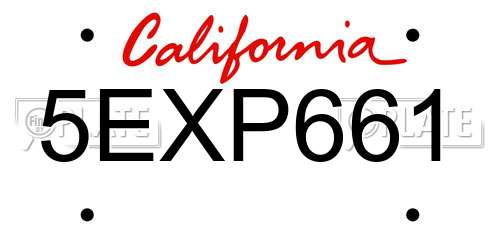5EXP661 California License Plate