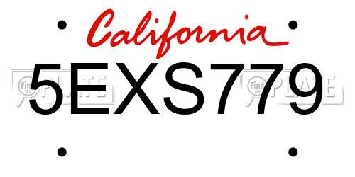 5EXS779 California License Plate