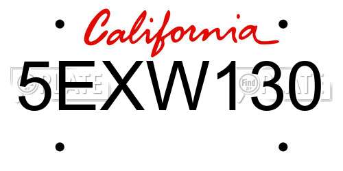5EXW130 California License Plate