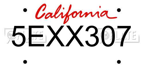 5EXX307 California License Plate