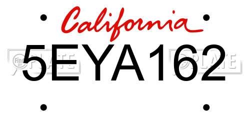 5EYA162 California License Plate