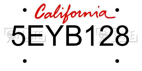 5EYB128 California License Plate