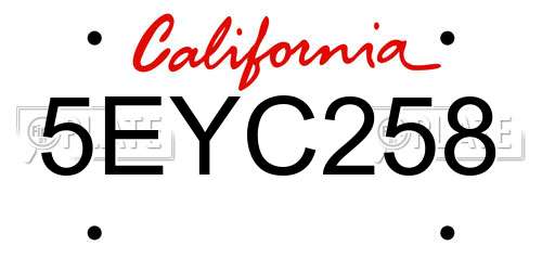 5EYC258 California License Plate