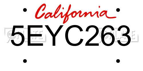 5EYC263 California License Plate