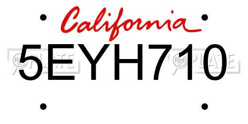 5EYH710 California License Plate
