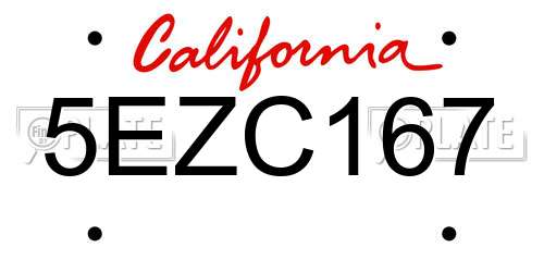 5EZC167 California License Plate