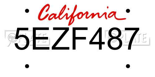 5EZF487 California License Plate